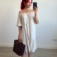 Vestido Tira Bordada con Mangas