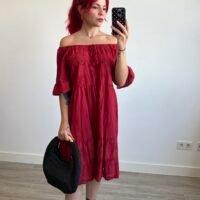 Vestido Tira Bordada con Mangas