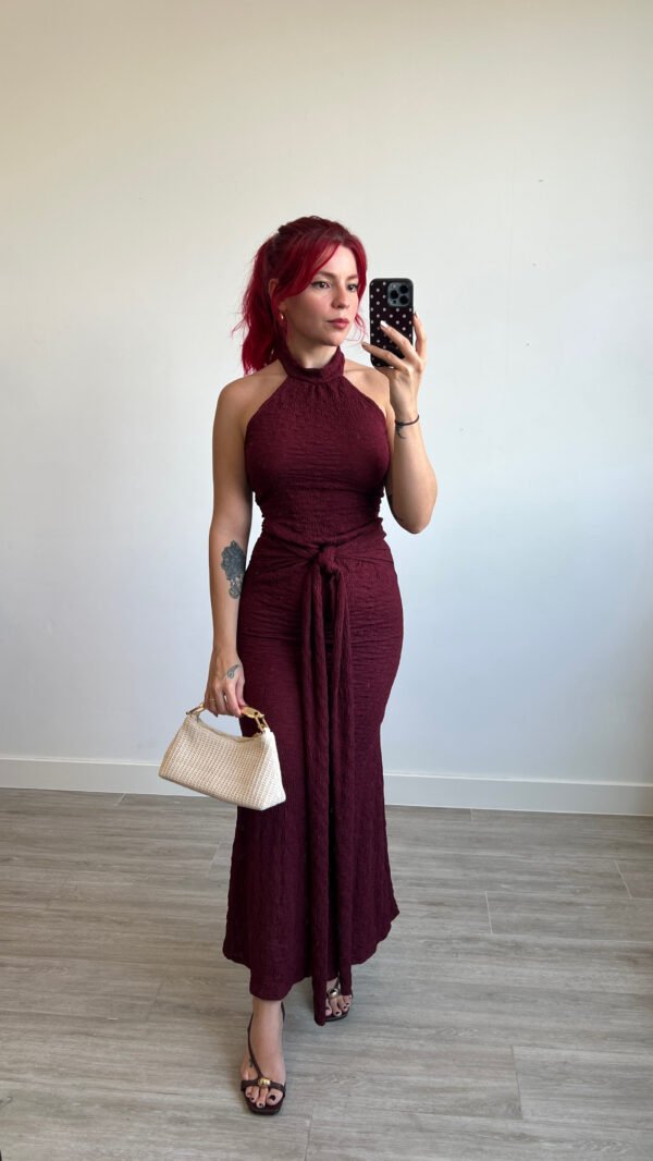 Vestido Cuello Halter Banda en la Cintura